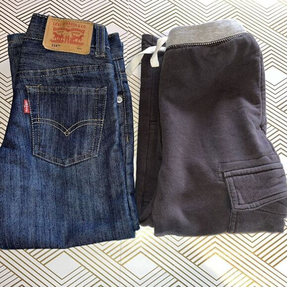 Size 4 Boys Pants Bundle Of 2 Levi’s Jeans‎ Hanna Anderson Active - Picture 1 of 13